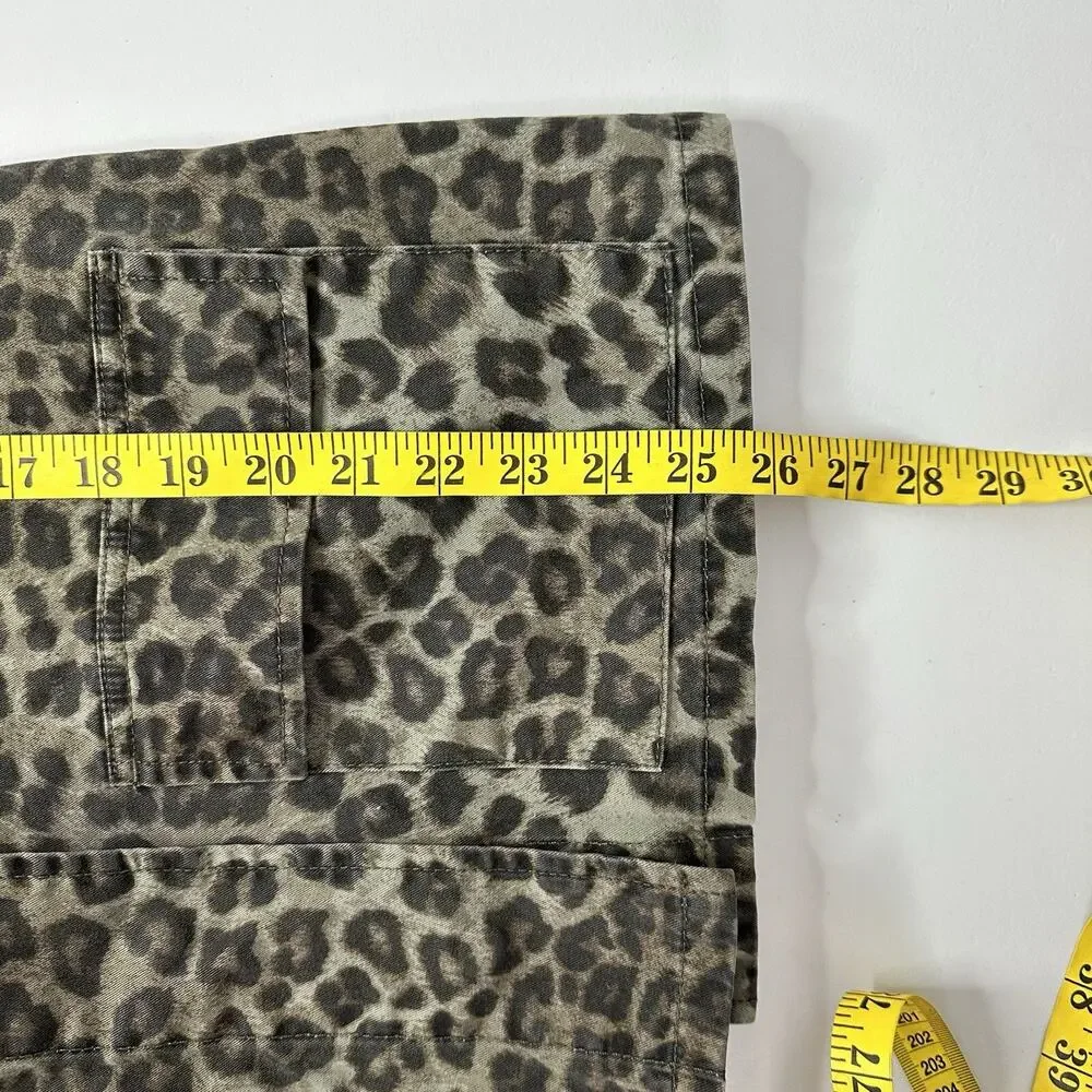 Good American Jacket Womens Medium‎ Green Utility Leopard Pockets Snap Boxy - Picture 10 of 11